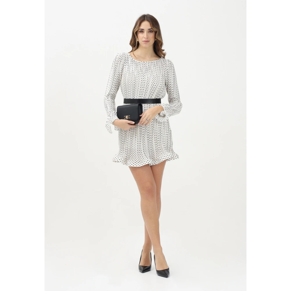 Simona Corsellini Korte elegante witte jurk met zwarte stippen Gray Dames