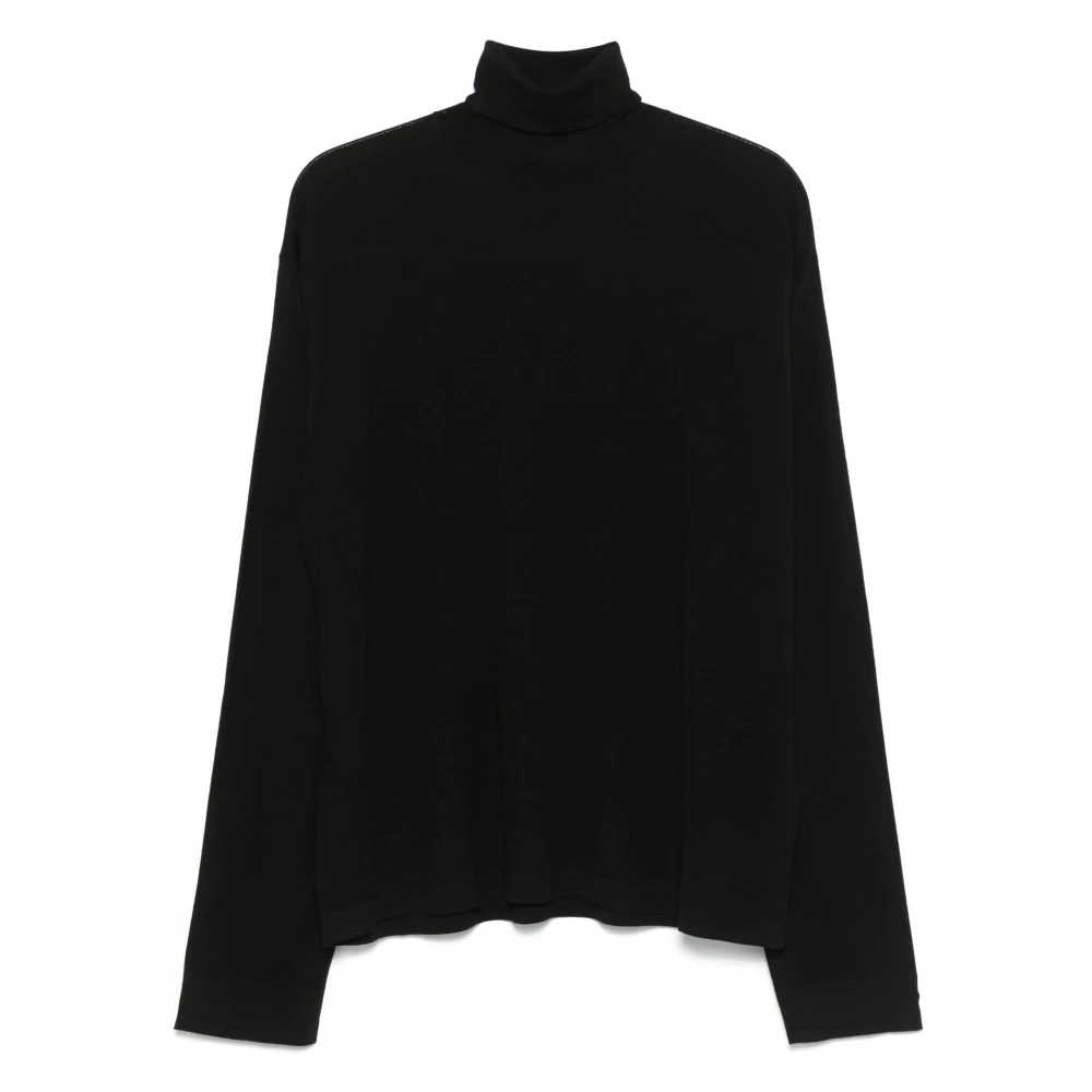 The Row Lyxig Svart Ull Roll Neck Topp Black, Herr