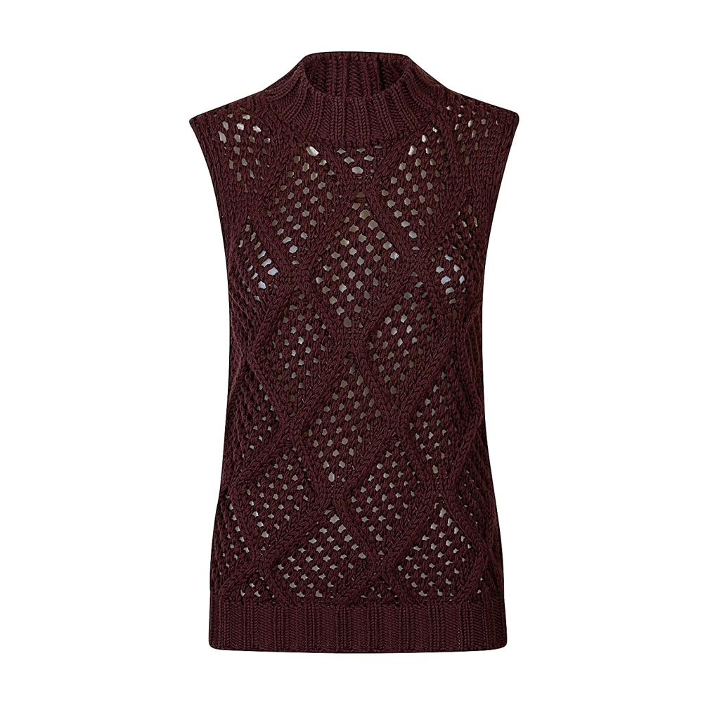 Eleventy Women's Brown Sleeveless Wool Jumper - Turtlenecks - L - Knitwear