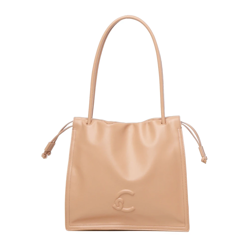 Coccinelle Nude Schoudertas met Trekkoordsluiting Beige Dames