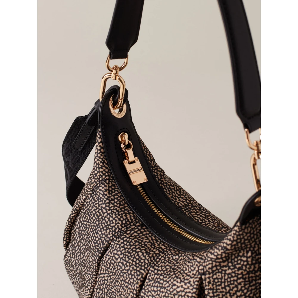 Borbonese Natuurlijk Zwarte Hobo Tas Black Dames