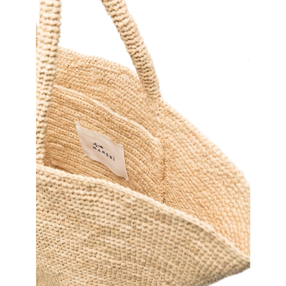 Manebí Zandkleurige Tote Tas met Ronde Handvatten Beige Dames