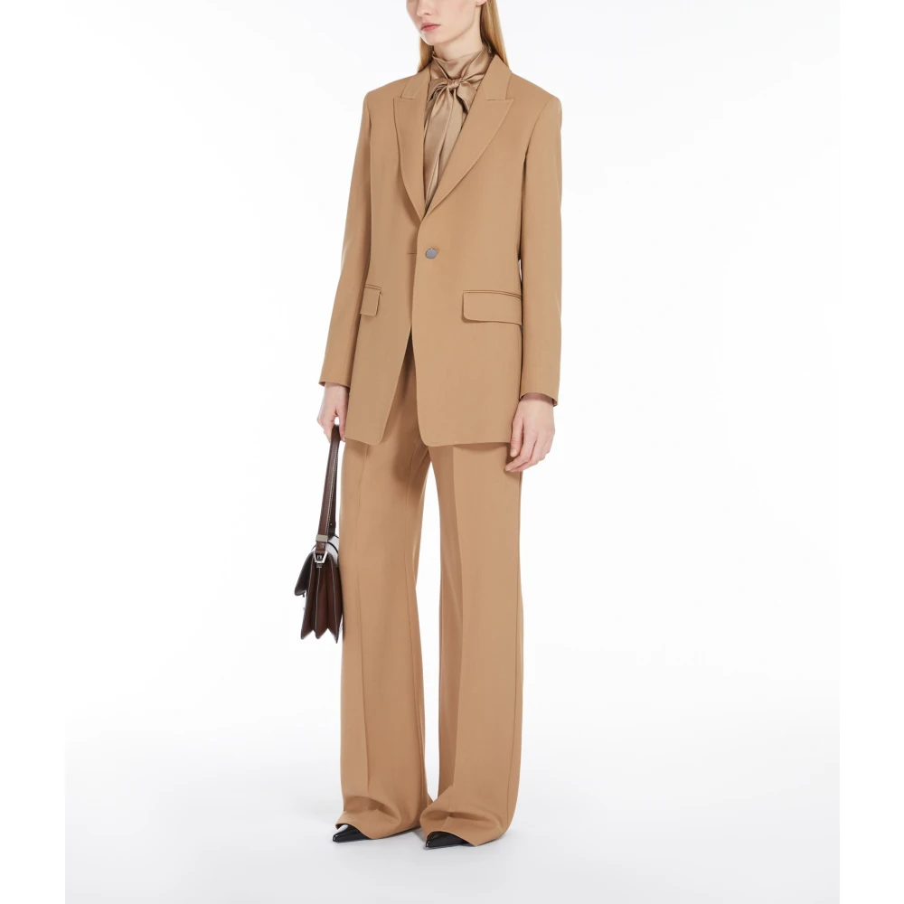 Max Mara Studio Hoge taille wollen palazzo broek Brown Dames