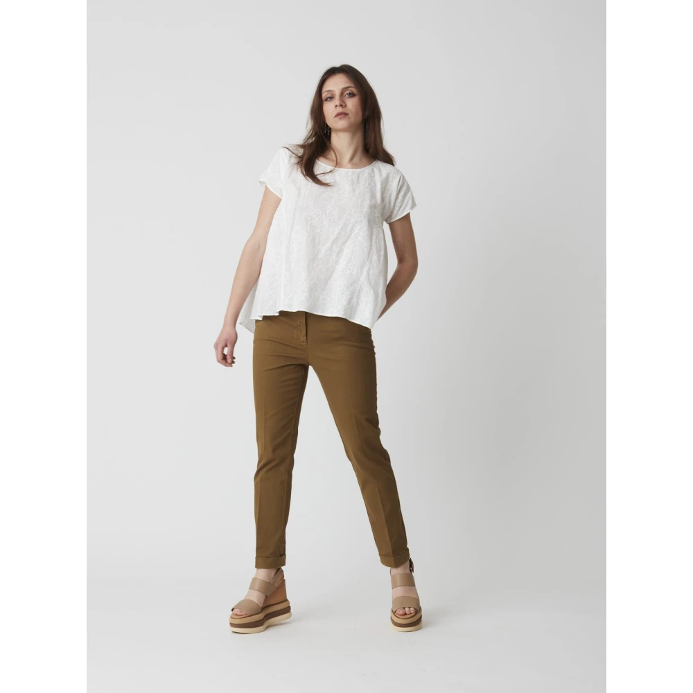 Manila Grace Korte Mouw Blouse White Dames