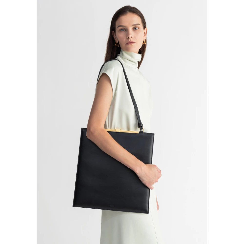 Aeron Rechthoekige leren schoudertas Black Dames