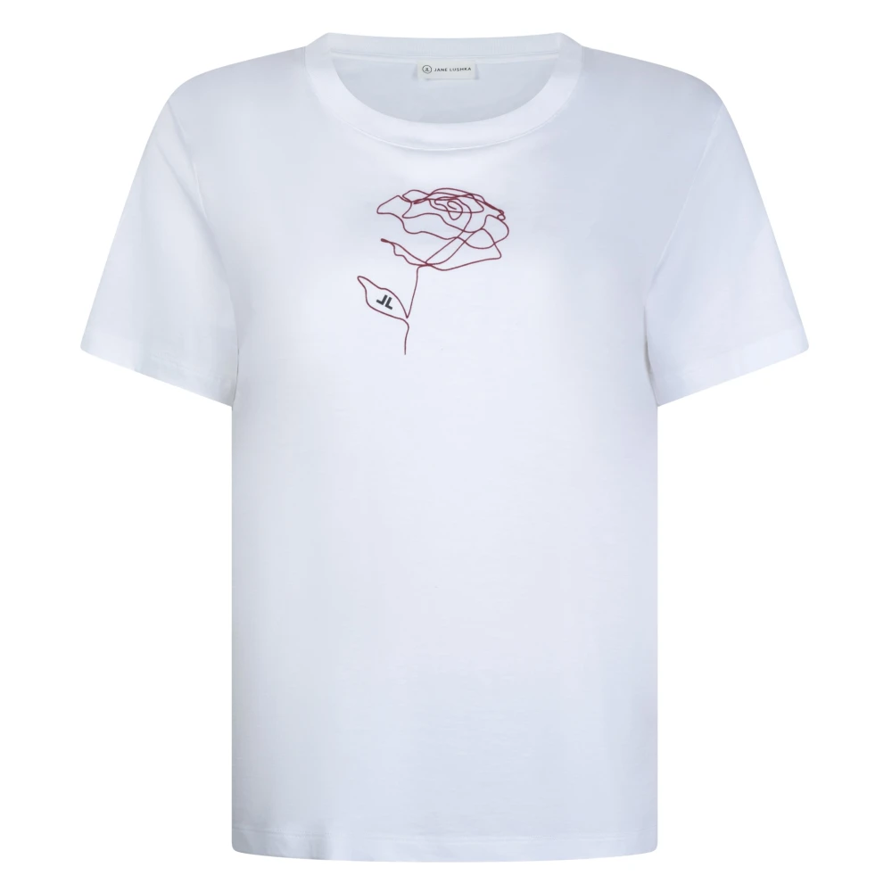 Jane Lushka Ninja Rose Grafische Print T-Shirt White Dames