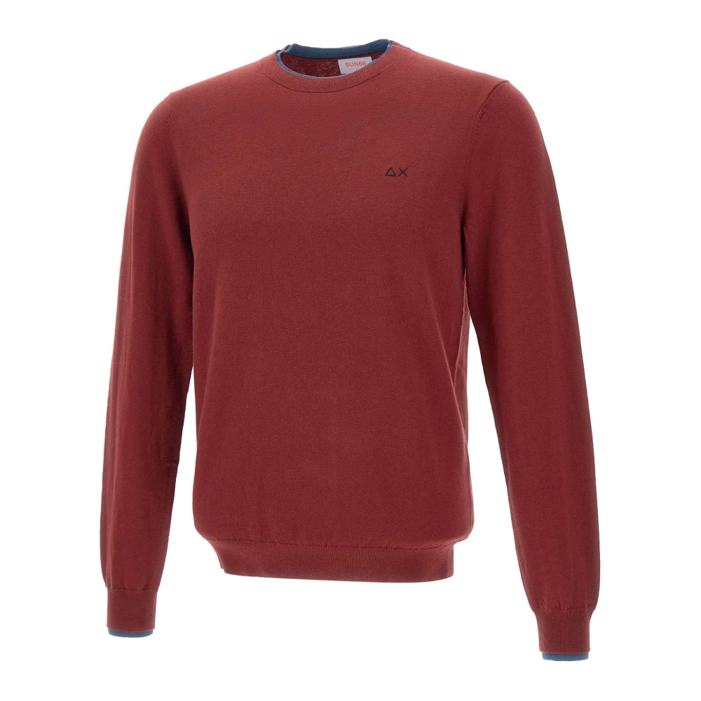 Sun68 Red Round-Neck Knitwear, Male, 3XL, Crew-Neck Jumper
