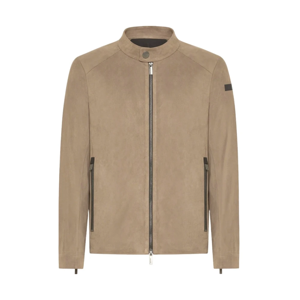 Rrd Uomo Beige Giacca Biker Effetto Scamosciato