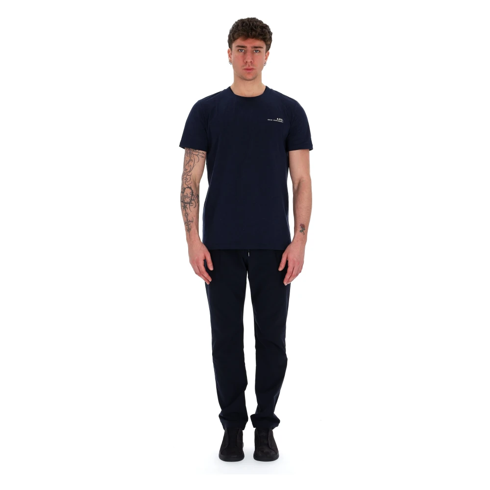 A.p.c. Blauw Unisex T-shirt met rechte snit Blue Heren