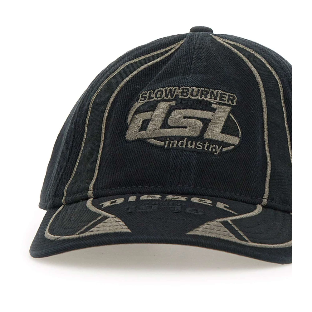 Diesel Zwarte baseballpet met duifgrijze bies Black Heren