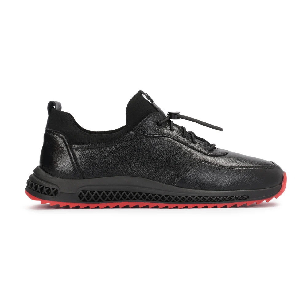 Kazar Modieuze leren sneakers op een interessante zool Heren Schoenen Zwart