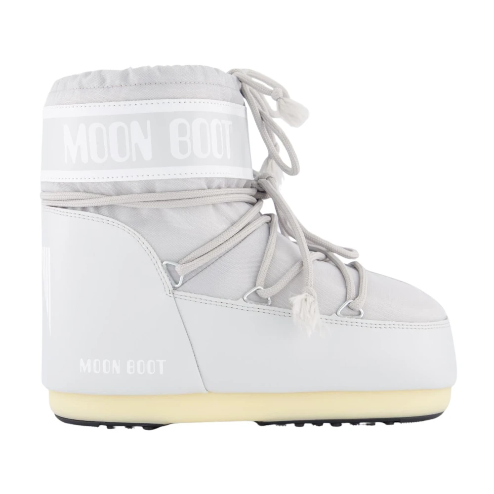 Moon Boot Women's Gray Low Nylon Iconic Winter Boots