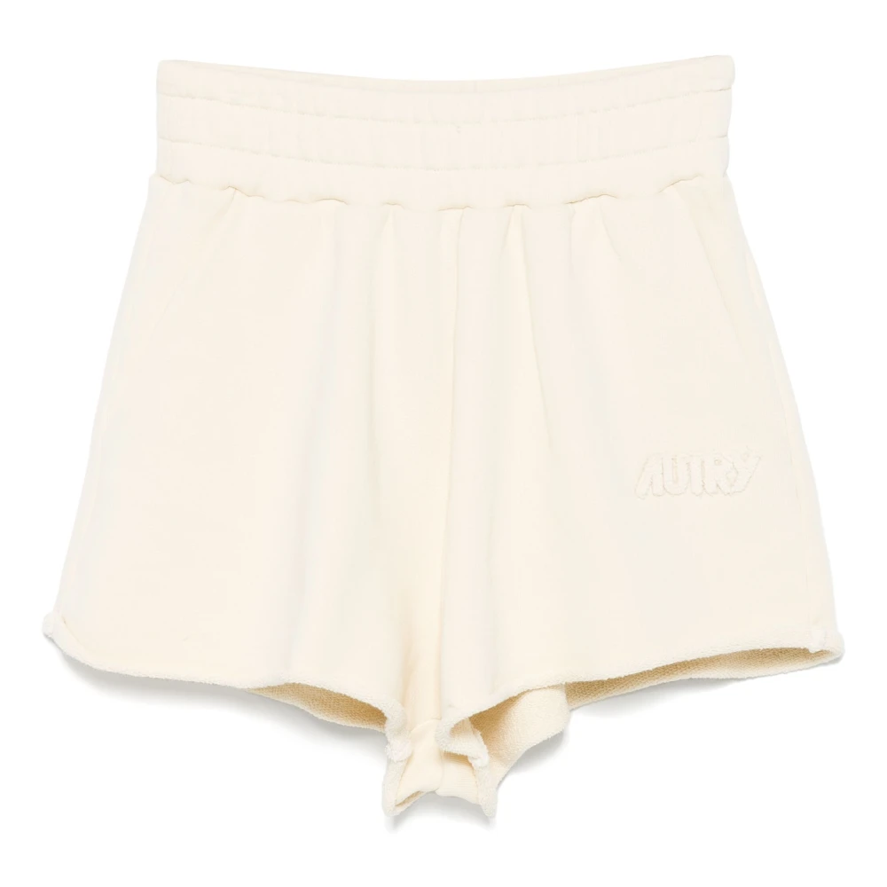 Autry Witte Katoenen Shorts met Elastische Tailleband White Dames