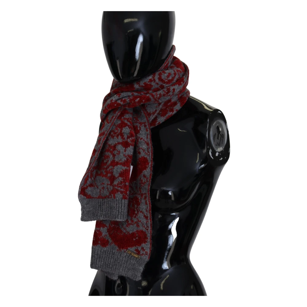 Gianfranco Ferré Chique Rood & Grijs Katoenen Omslag Sjaal Multicolor Dames