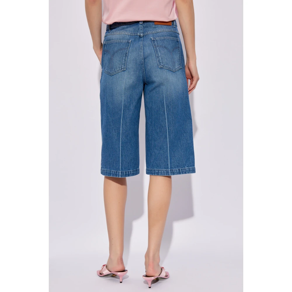 Versace Denim plooi-voorkant shorts Blue Dames