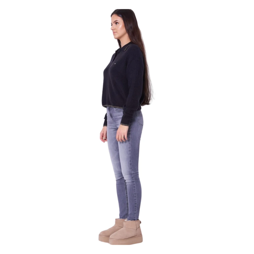 Tommy Hilfiger Zwarte Logo Sweater Lange Mouw Black Dames