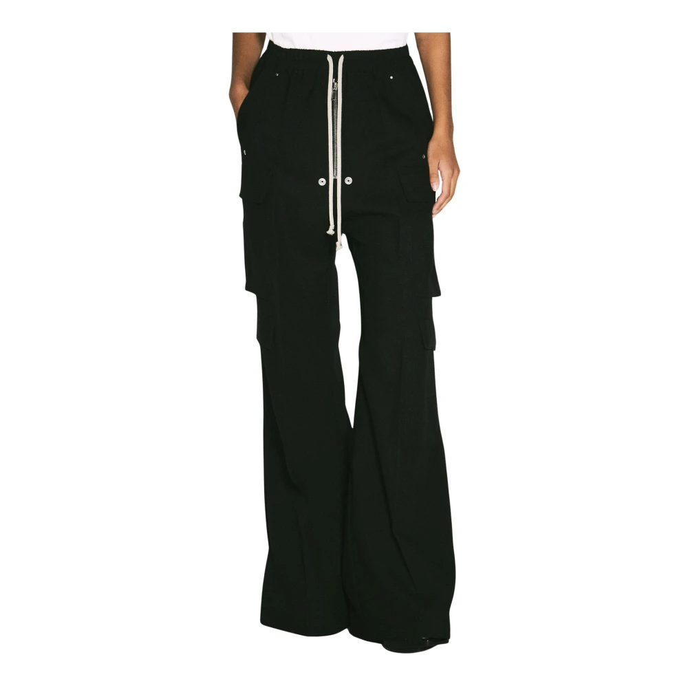 Rick Owens Zwarte Cargo Wijde Pijp Broek Black Dames