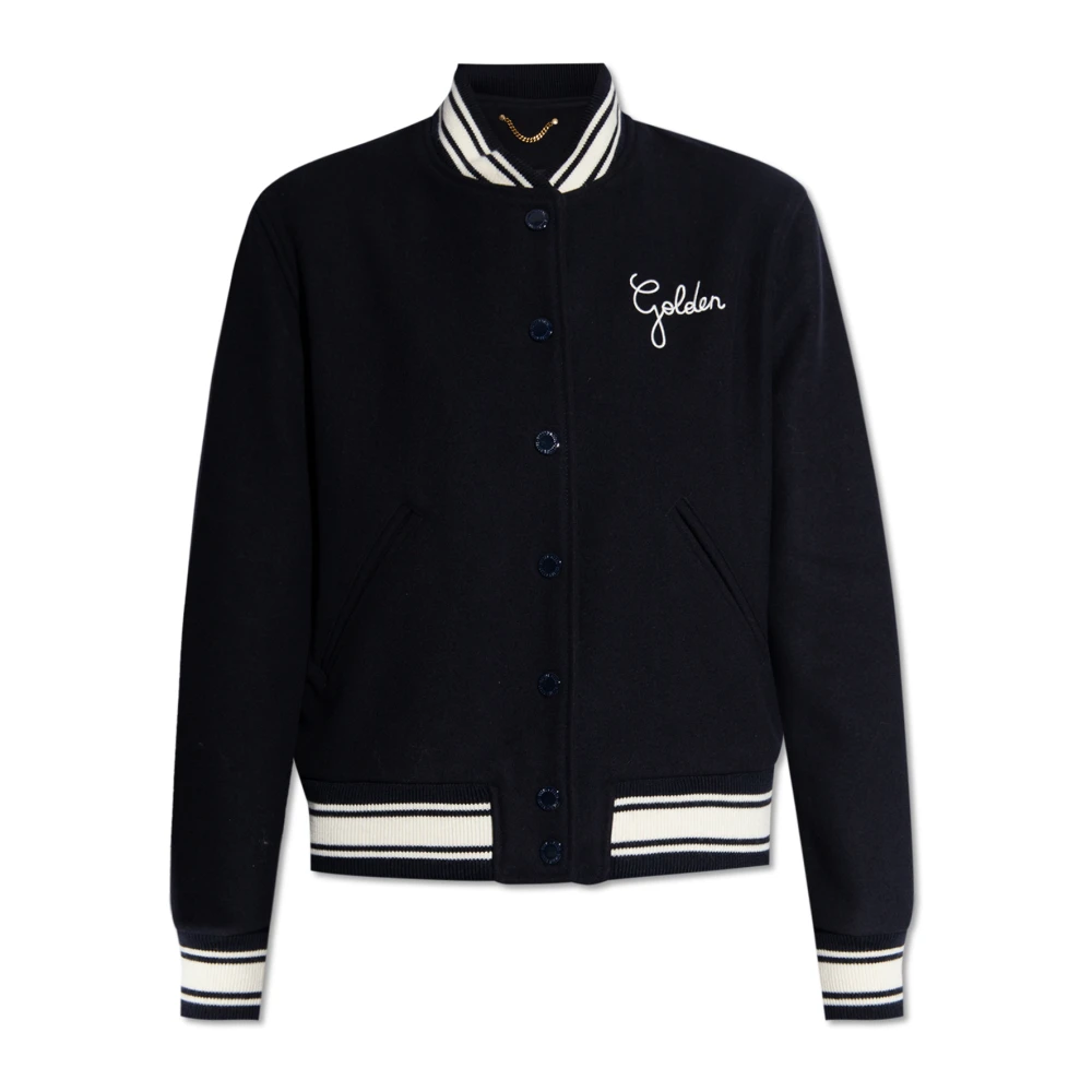 Golden Goose Women's Blue Bomber Jackets, Xs, Bomber Jacket With Contrasting Details