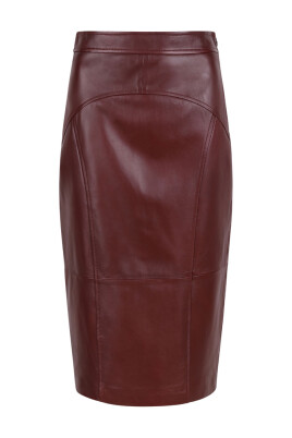 bordeaux-leather-pencil-skirt