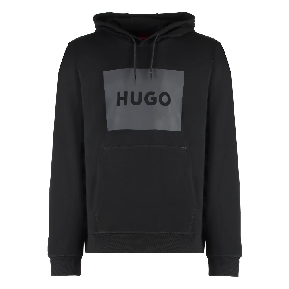 Hugo Boss Geribbelde Katoenen Hoodie Black Heren