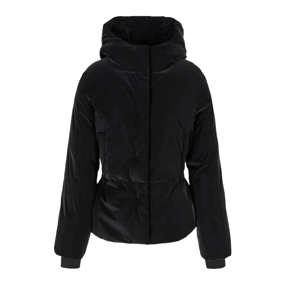 Armani Exchange Zwarte gewatteerde jas met capuchon Black Dames