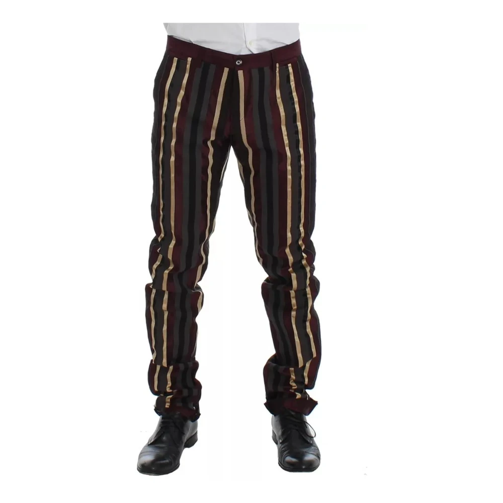 Dolce & Gabbana Gestreept Dubbelrijig Slim Fit Pak Multicolor Heren