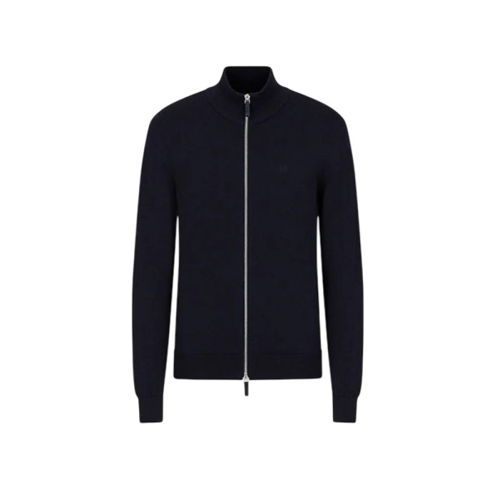 Armani Exchange Men's Blue Cotton Cardigan Fullzip Logo - Cardigans - M - Knitwear