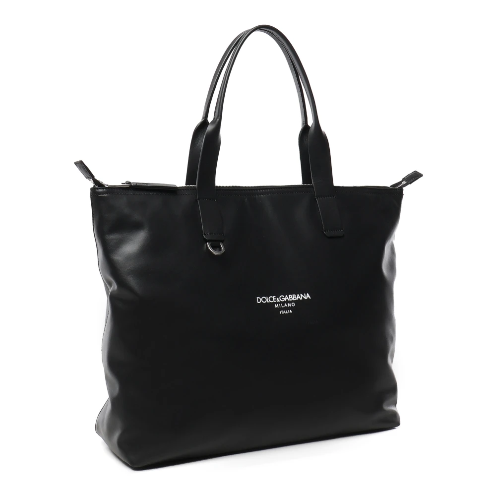 Dolce & Gabbana Zwarte Leren Winkel Tas Black Heren