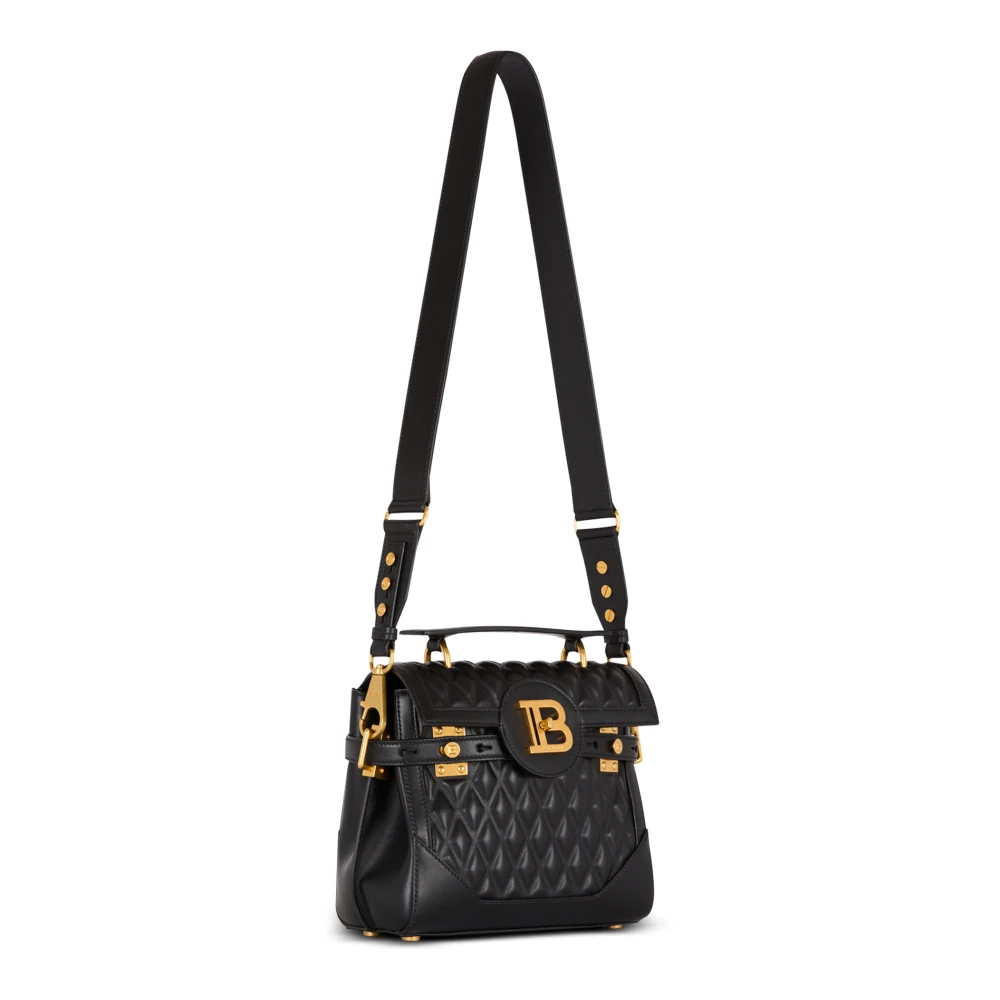 Balmain B-Buzz 23 tas in diamantgestikt kalfsleer Black Dames
