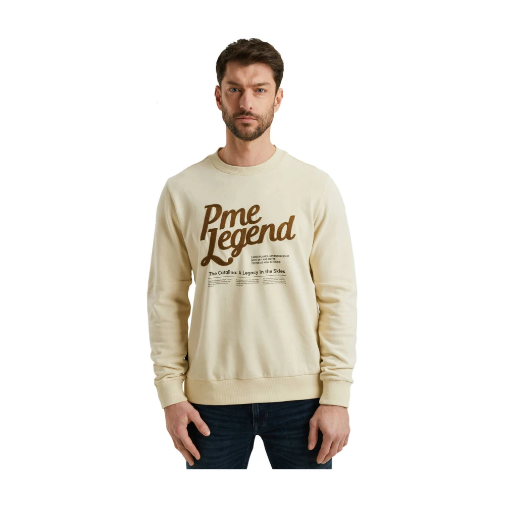 PME Legend Crewneck Peached Terry Sweatshirt Beige Heren