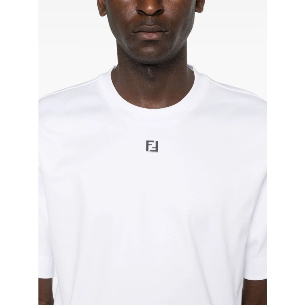 Fendi Katoenen Jersey Crew Neck T-shirt White Heren
