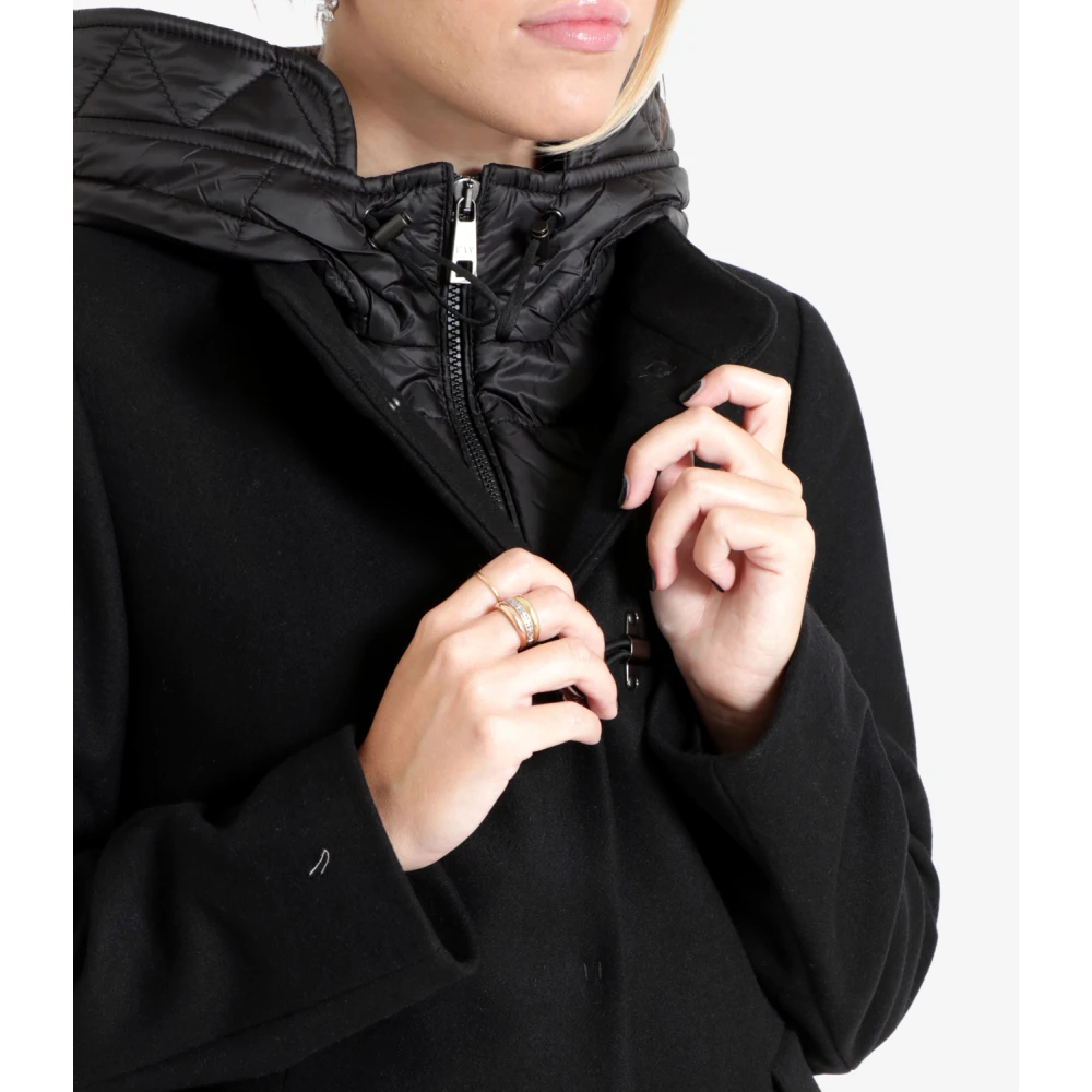 Fay Gewatteerde wolmix capuchonjas Black Dames