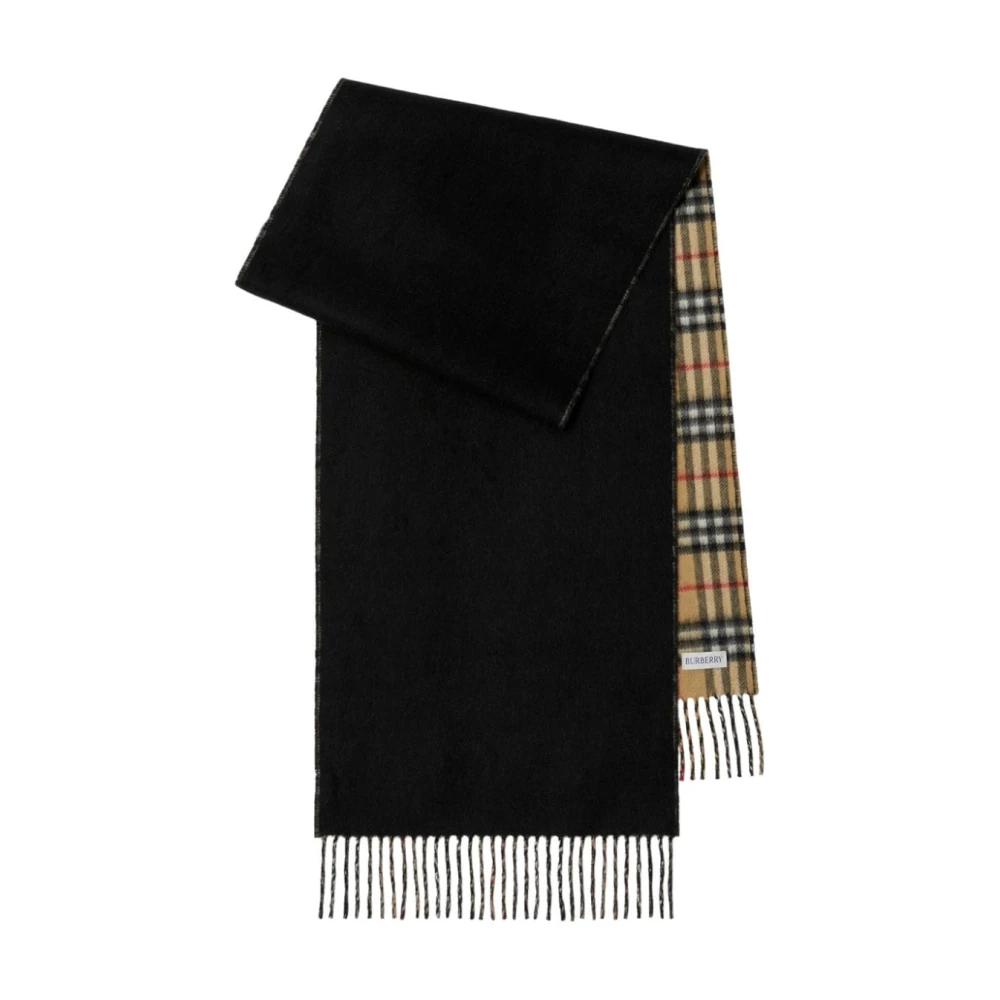 Burberry Geruit Patroon Logo Patch Sjaal Black Heren