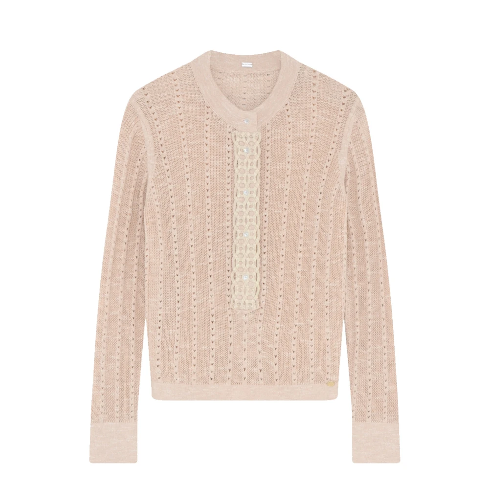 Gustav Vrouwelijke Gebreide Trui met Knoopdetail Beige Dames
