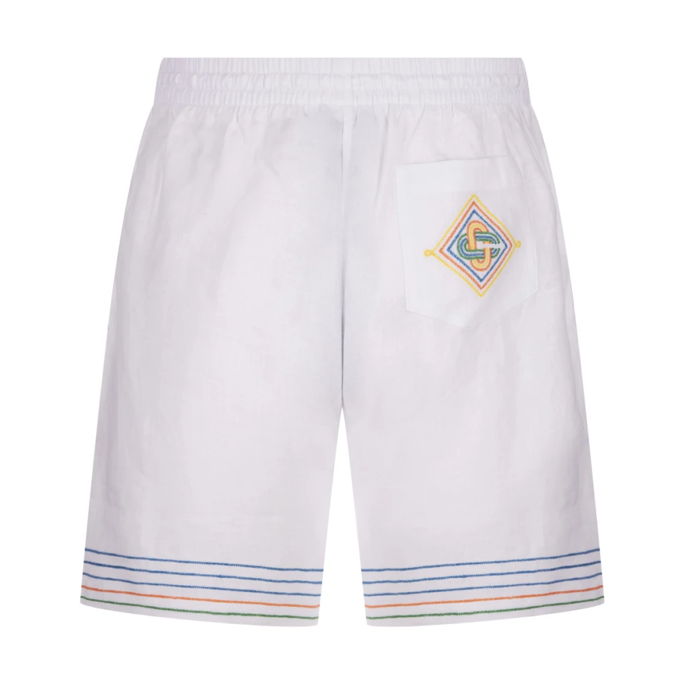 Casablanca Witte Linnen Kettingsteek Shorts White Heren