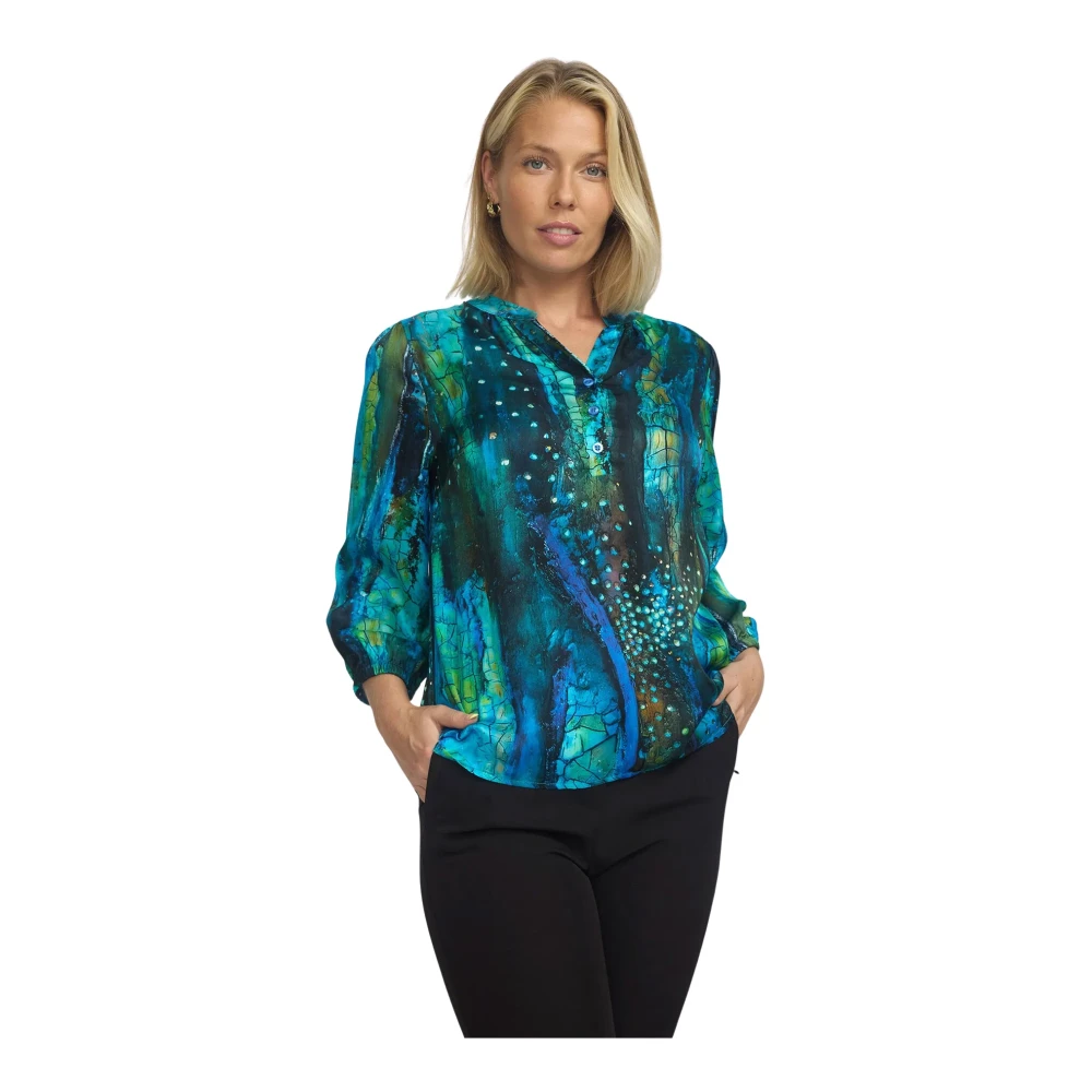 2-Biz Blauwe Drop Zijden Blouse Silja.Wi24 Blue Dames
