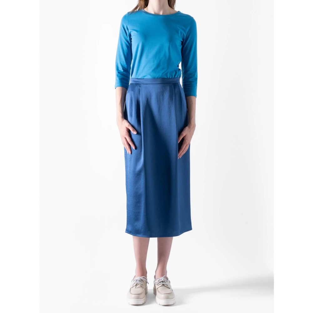 Max Mara Weekend Satijnen rok met achterkant split Blue Dames
