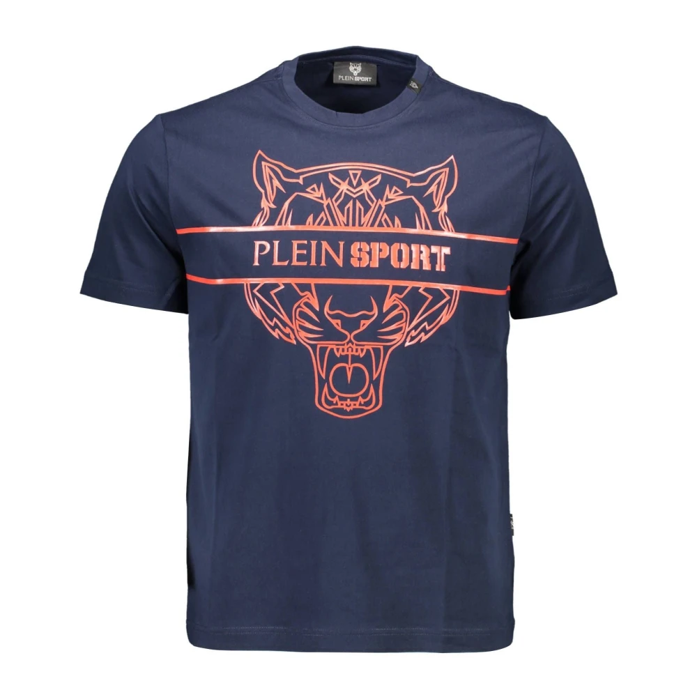 Plein Sport Men's Blue Training T-Shirts & Tops, Xl, Cotton T-Shirt With Print