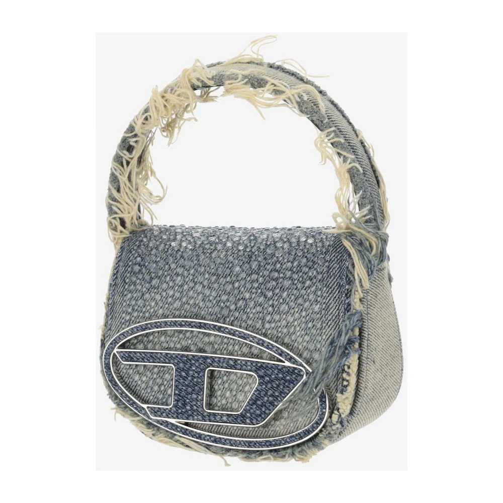 Diesel Leren tas met kristalapplicatie Blue Dames