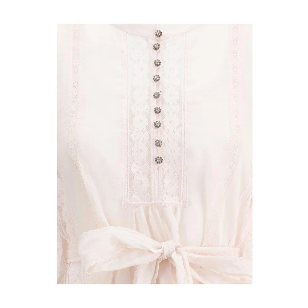 Zimmermann Elegante Kant Mini Jurk Schelp Roze Beige Dames