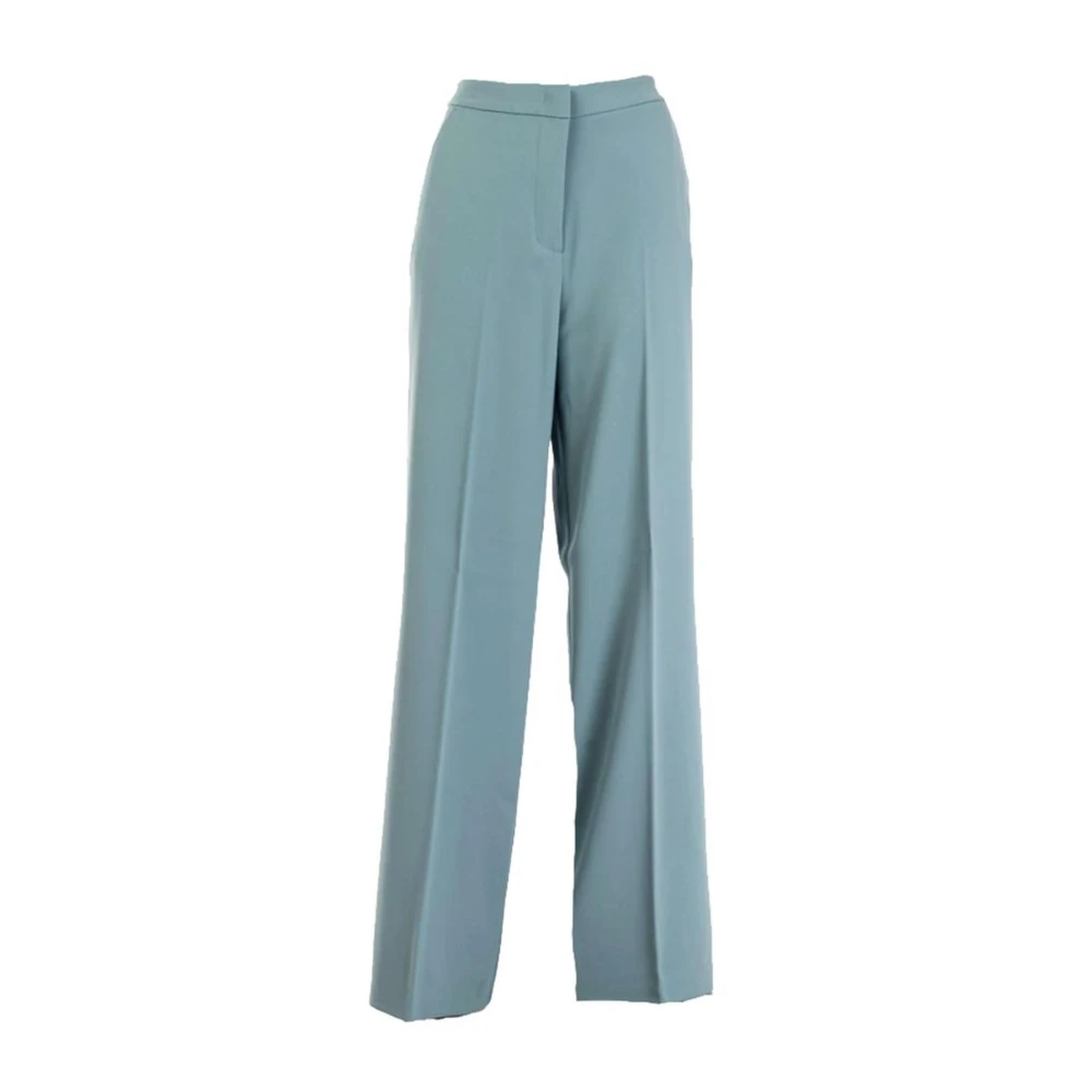 Pinko Crepe Palazzo Trousers with Pressed Pleat Blue Dames