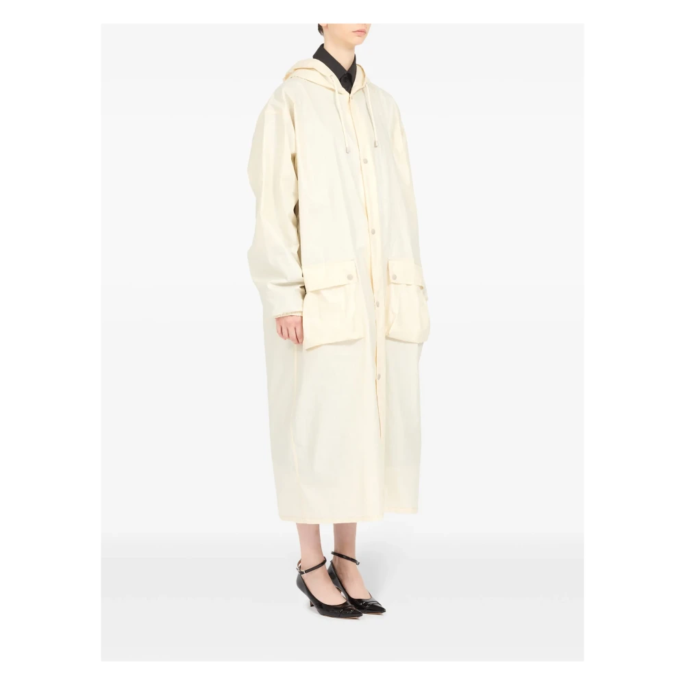 Maison Margiela Witte Rubberen Katoenen Hooded Parka Jas White Dames