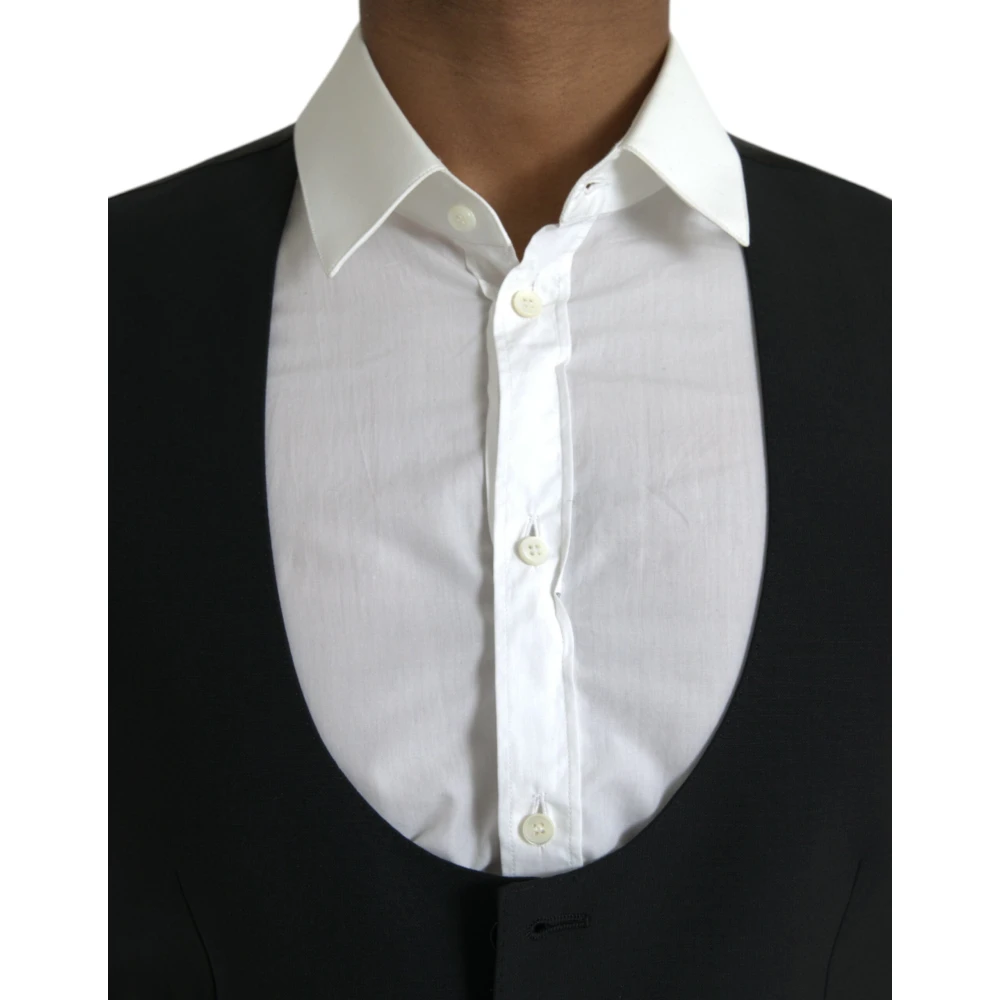 Dolce & Gabbana Zwarte Wol Formele Jurk Vest Black Heren