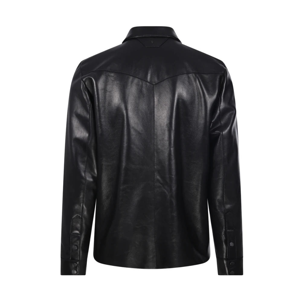 Salvatore Santoro Zwarte Leren Jas voor Mannen Black Heren