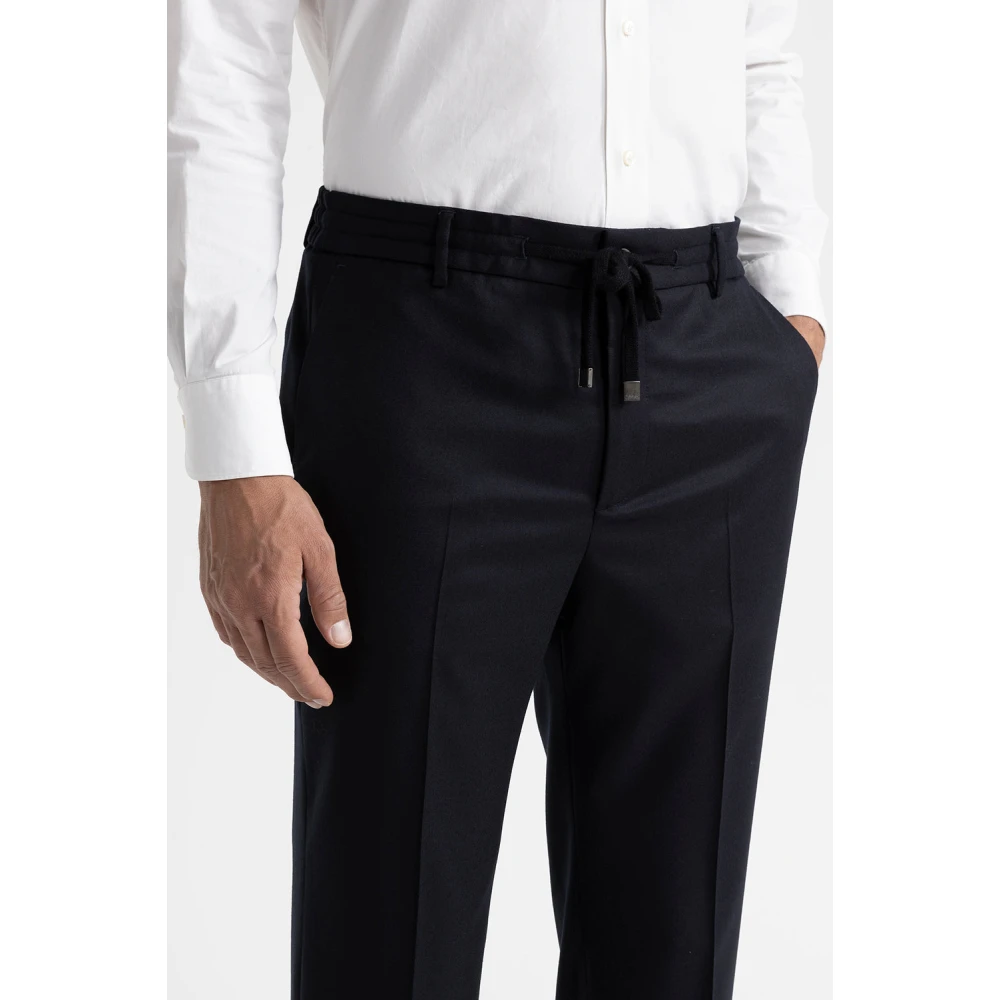 PESERICO Puur wollen flanellen broek Blue Heren