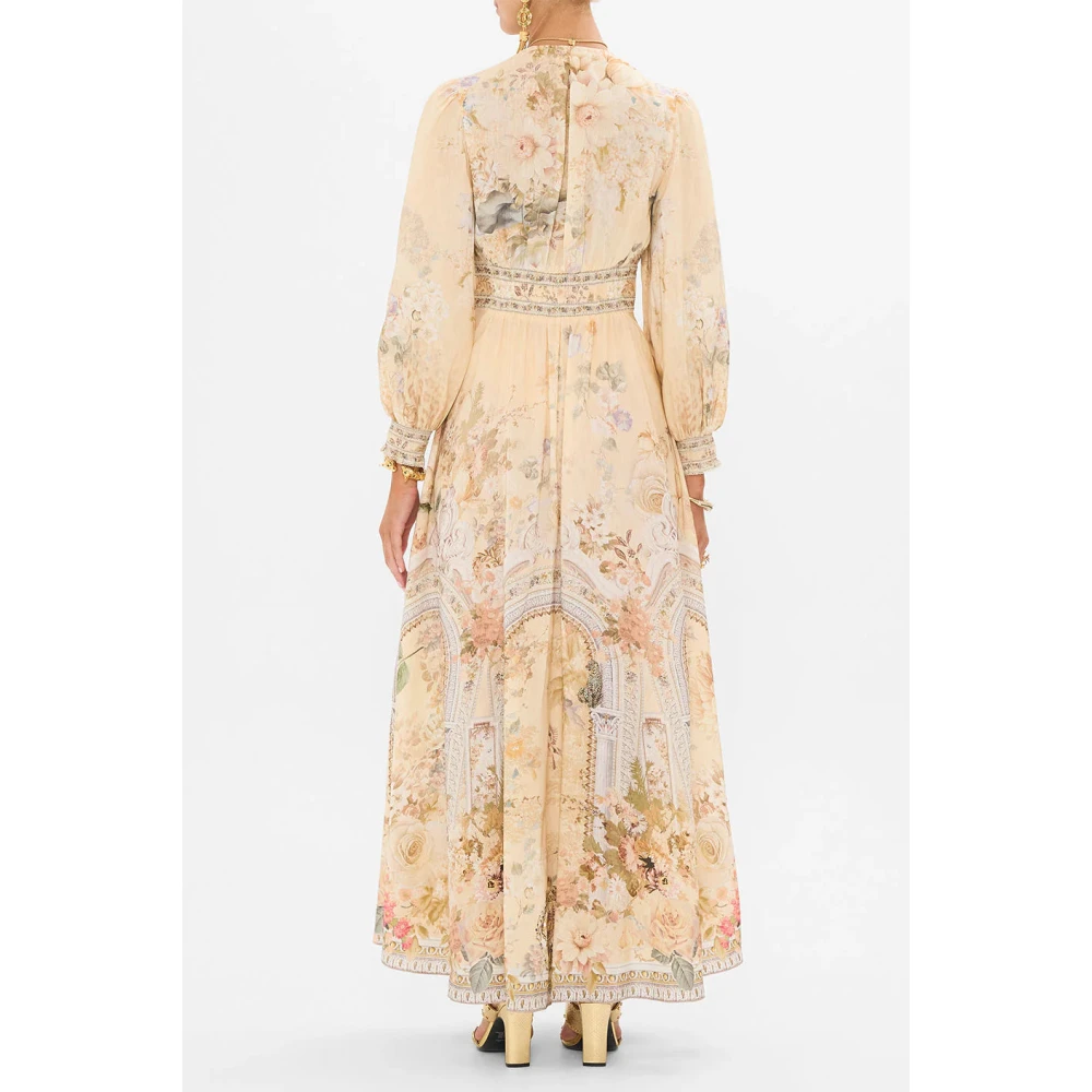 Camilla Antiquity knoopjurk met gevormde tailleband Beige Dames