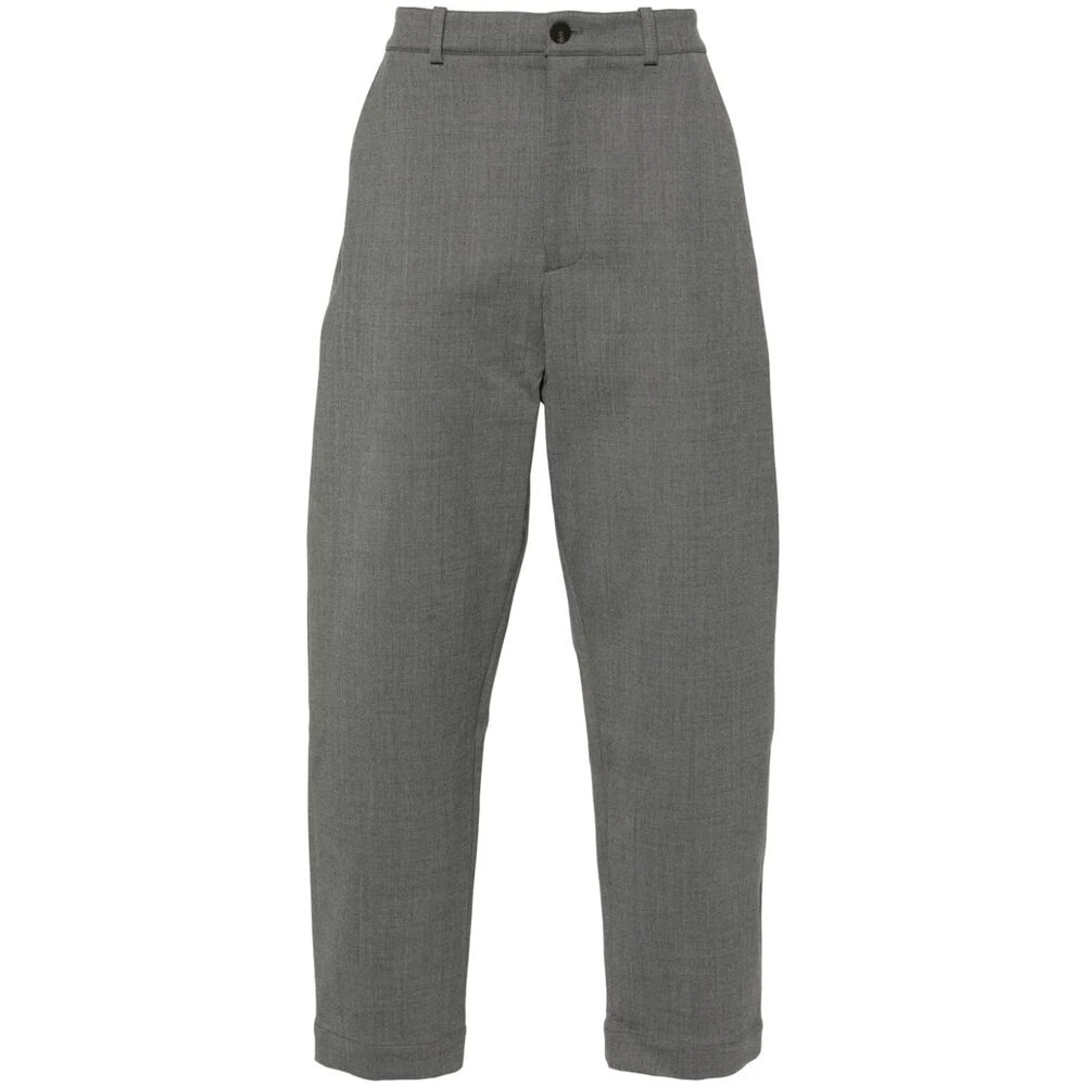 Studio Nicholson Grijze Twill Tapered Leg Broek Gray Heren