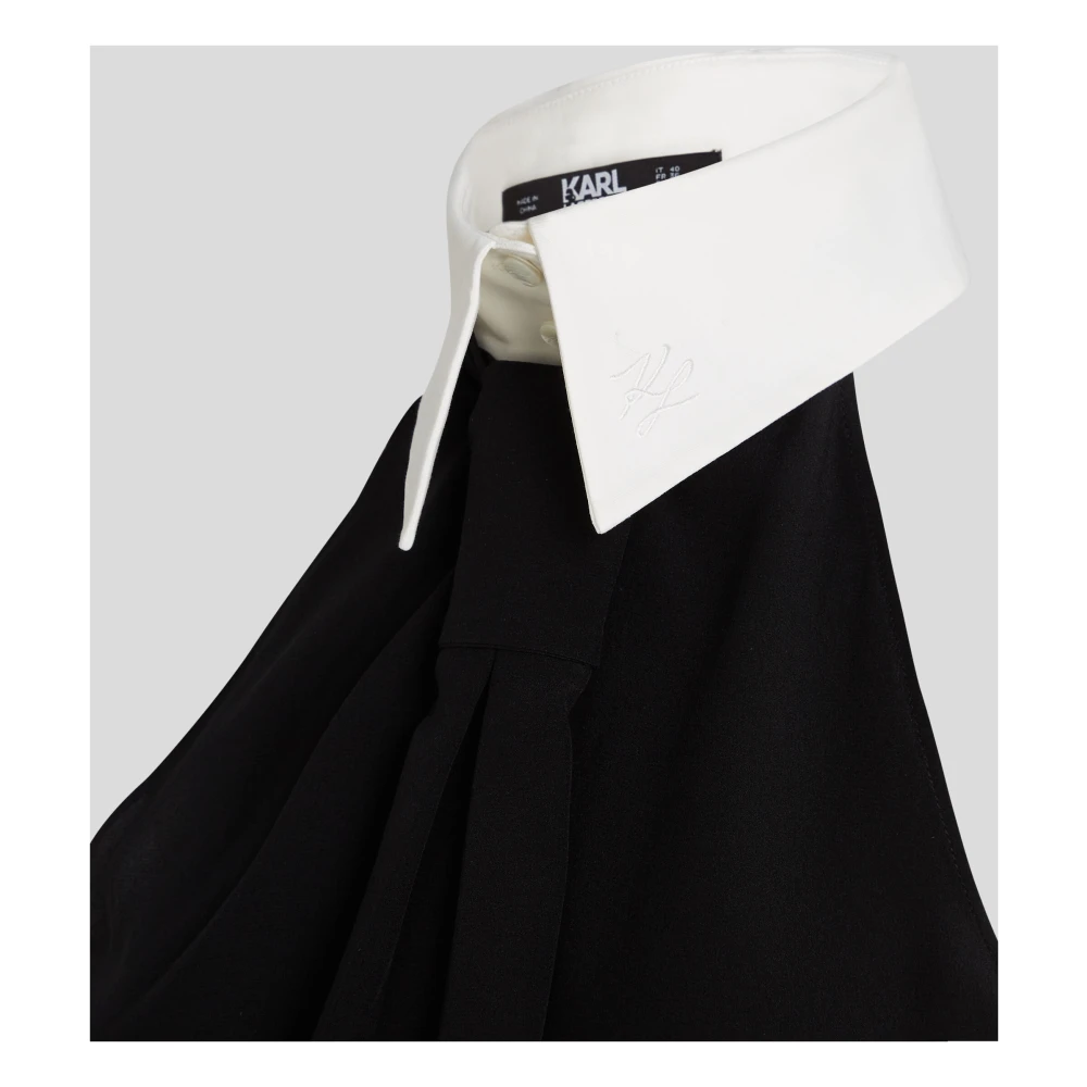 Karl Lagerfeld Extravagante tops met contrasterende kraag Black Dames