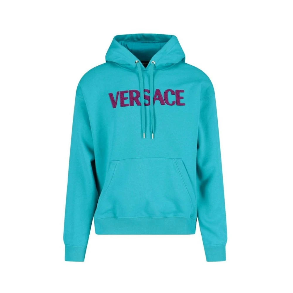 Versace Men's Blue Cotton Logo Sweatshirt - Hoodies - S - Sweatshirts & Hoodies