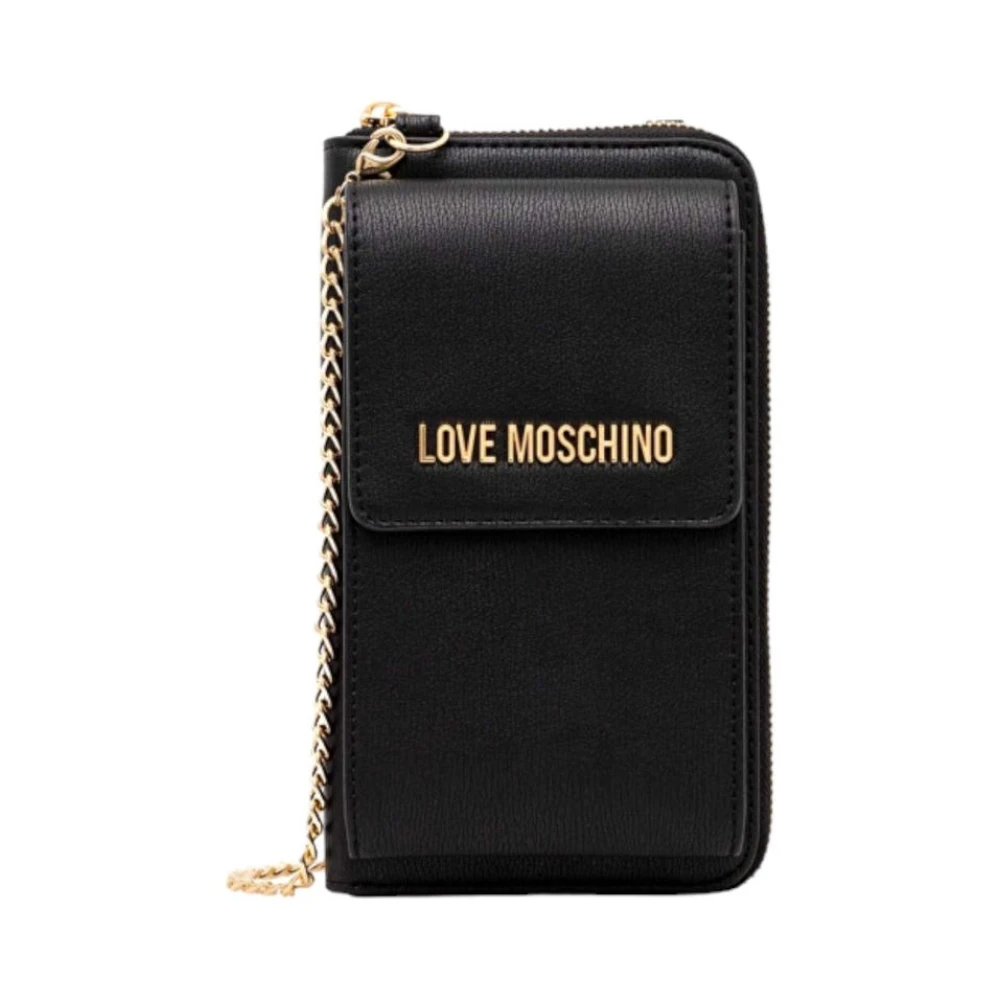 Love Moschino Dames Telefoonportemonnee met Muntvak Black Dames